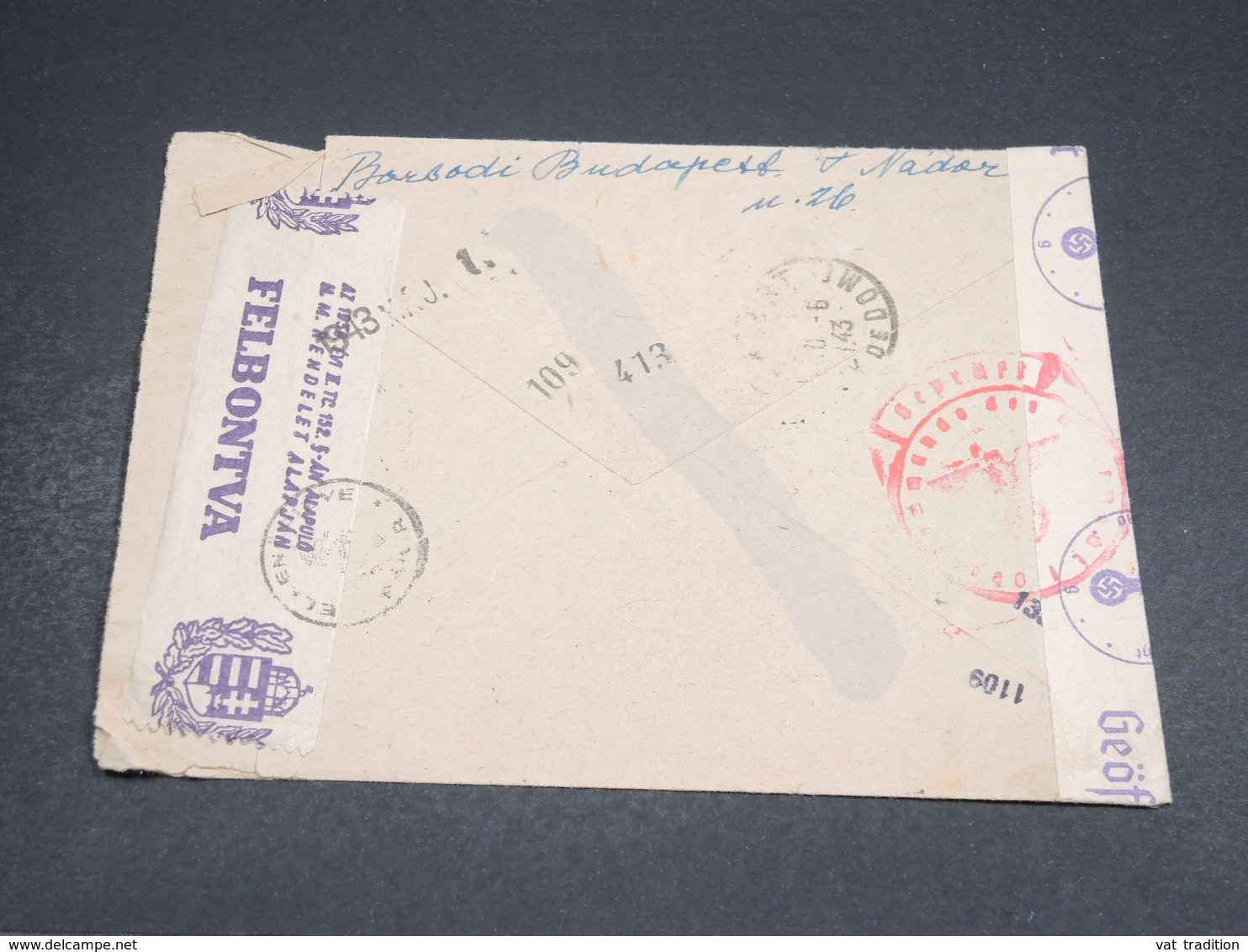 HONGRIE - Enveloppe En Recommandé De Budapest Pour La France En 1943 Avec Contrôle Postal - L 18702 - Lettres & Documents