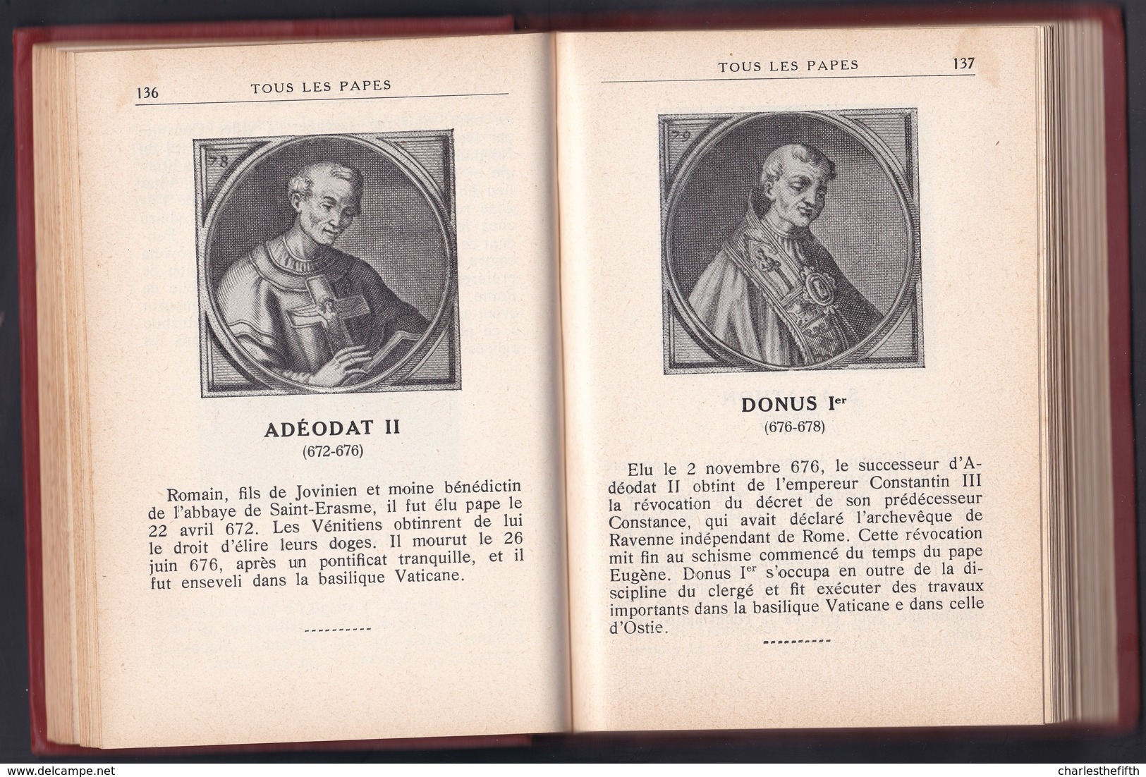 TOUS LES PAPES DEPUIS SAINT PIERRE JUSQU'A PIE XI - CHRONOLOGIE AVEC NOTICES BIOGRAPHIQUES ET 260 PORTRAITS - LIVRE 1925 - Papi