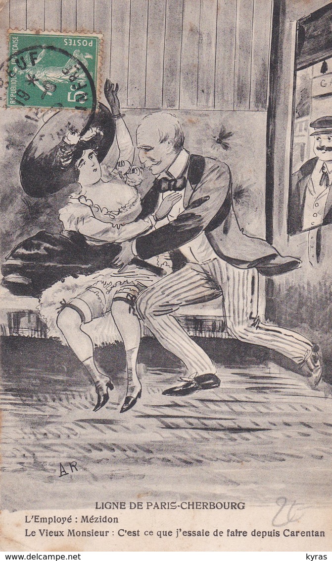 Couple Ds Train Paris-Cherbourg . L' Employé: "MEZIDON !" Vieux Monsieur "Ce Que J'essaie De Faire Depuis CARENTAN" A.R. - Humour