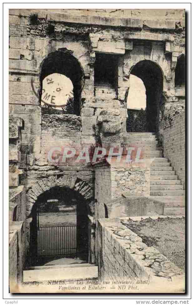 CPA Nimes Les Arenes Vue Interieure Detail Vomitoires Et Escaliers - Nîmes