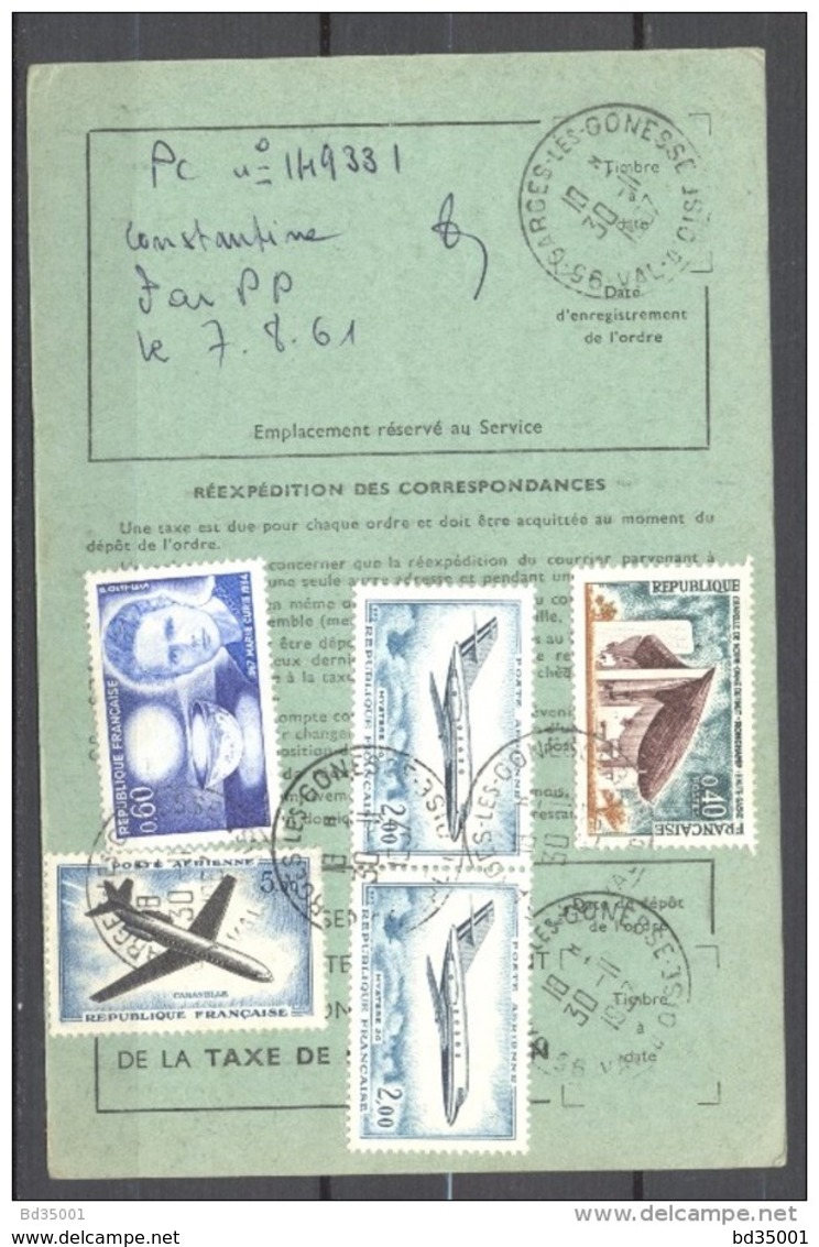 Ordre De Réexpédition Définitif - Cachet 30/11/1967 Garges Les Gonesse - Timbres Mystère 20, Caravelle, Ronchamp... - Documents Of Postal Services