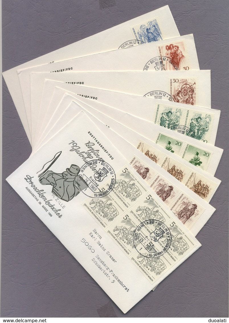 Germany Berlin 1969 8 X FDC Berliner Des 19. Jahrhunderts Famous Berlin People Of The 19th Century - Other & Unclassified