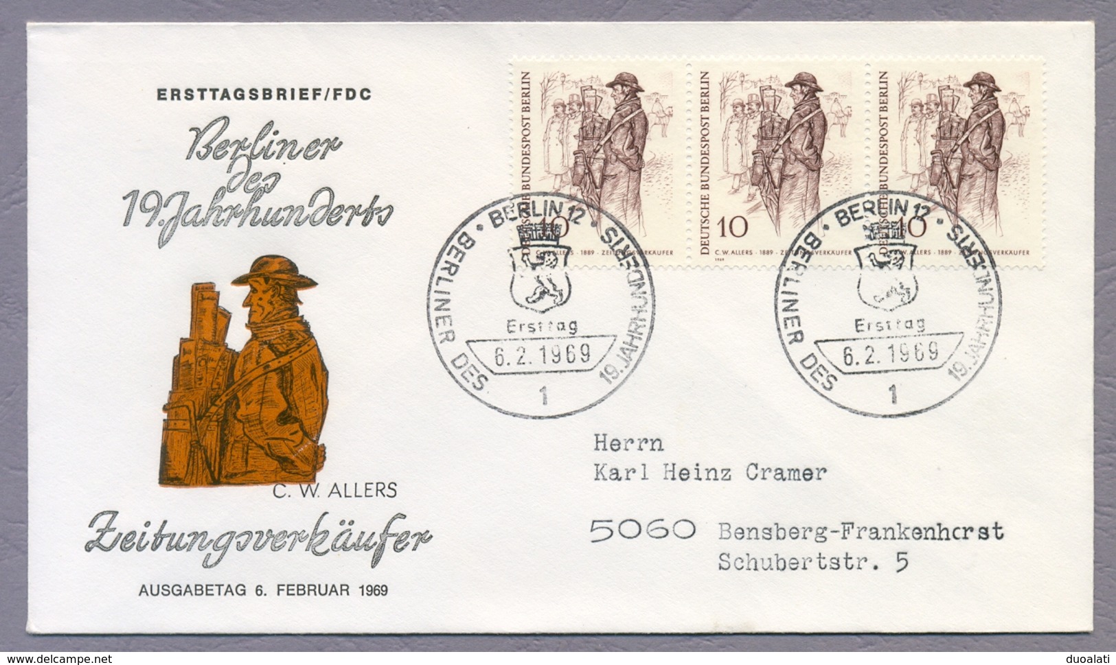 Germany Berlin 1969 8 X FDC Berliner Des 19. Jahrhunderts Famous Berlin People Of The 19th Century - Otros & Sin Clasificación