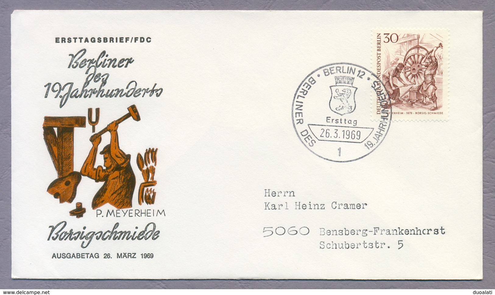 Germany Berlin 1969 8 x FDC Berliner des 19. Jahrhunderts Famous Berlin People of the 19th Century