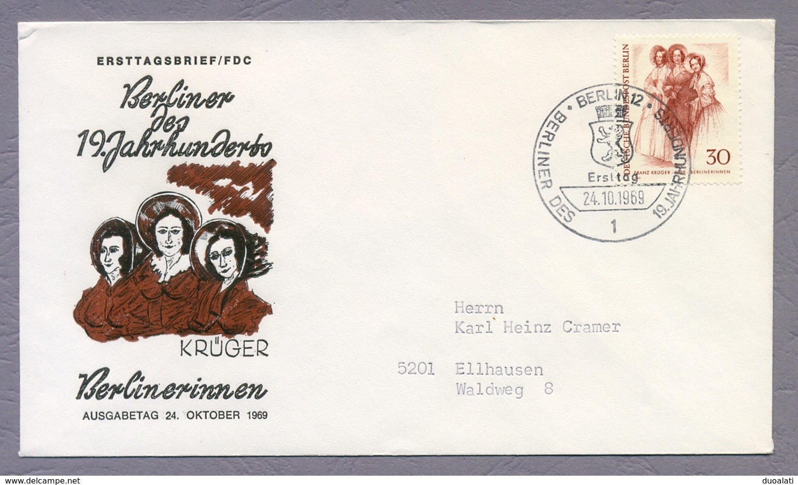 Germany Berlin 1969 8 x FDC Berliner des 19. Jahrhunderts Famous Berlin People of the 19th Century