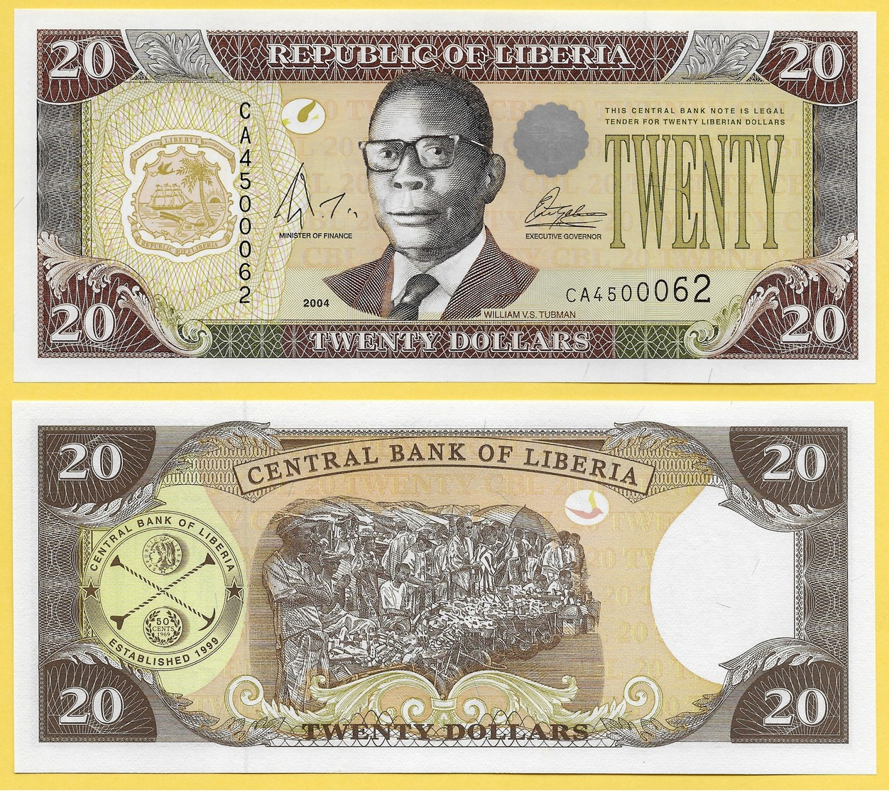 Liberia 20 Dollars P-28b 2004 UNC - Liberia