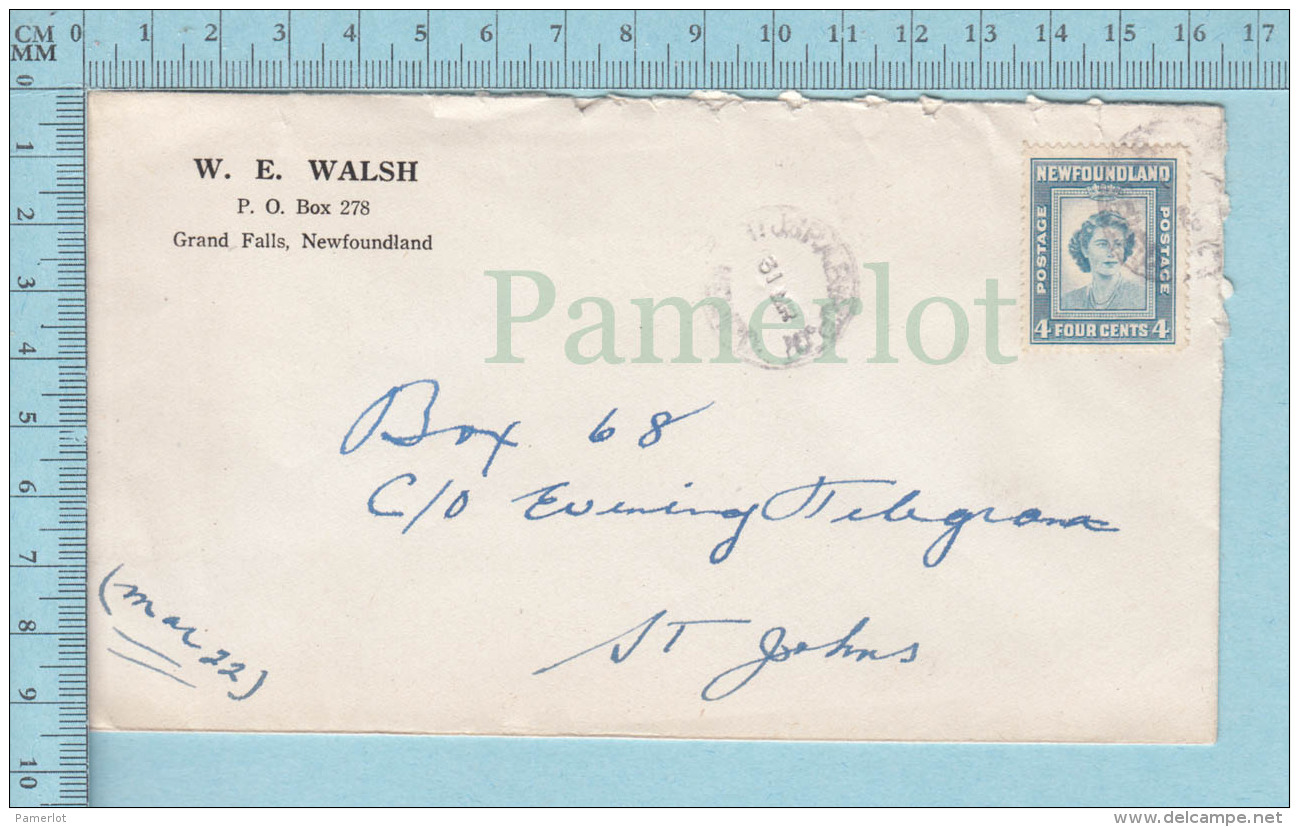 Canada -  Newfoundland, 1947 , Commercial Envelope, W.E. Walsh - 1908-1947