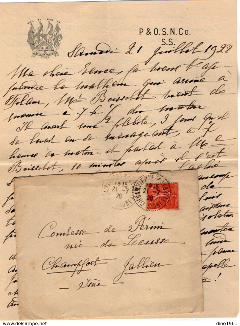 VP12.204 Lettre De Mme La Comtesse De LEUSSE à FILAIN Pour Mme La Comtesse De PERINI à Champfort  Près JALLIEU - Manuscripts