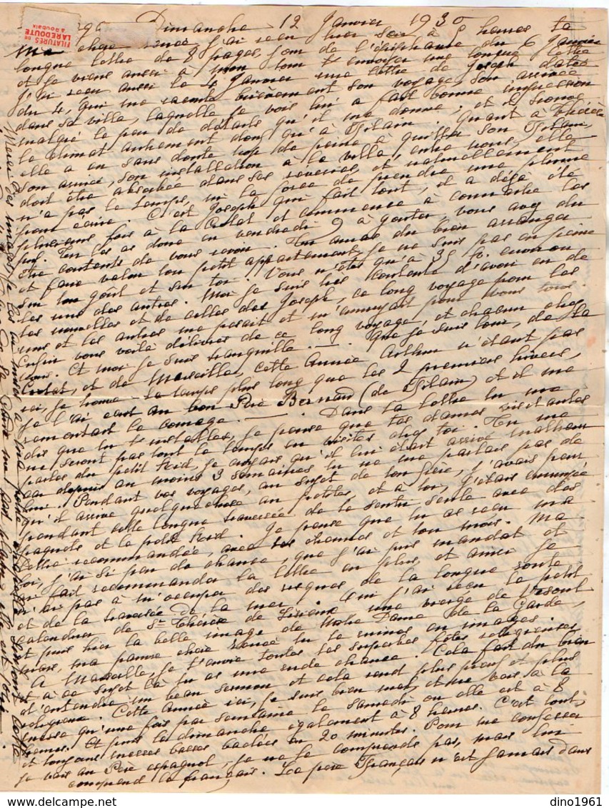 VP12.205 - Lettre De Mme La Comtesse De LEUSSE à MAZAGAN (Maroc ) Pour Mme La Comtesse De PERINI à MARSEILLE - Manuscripts