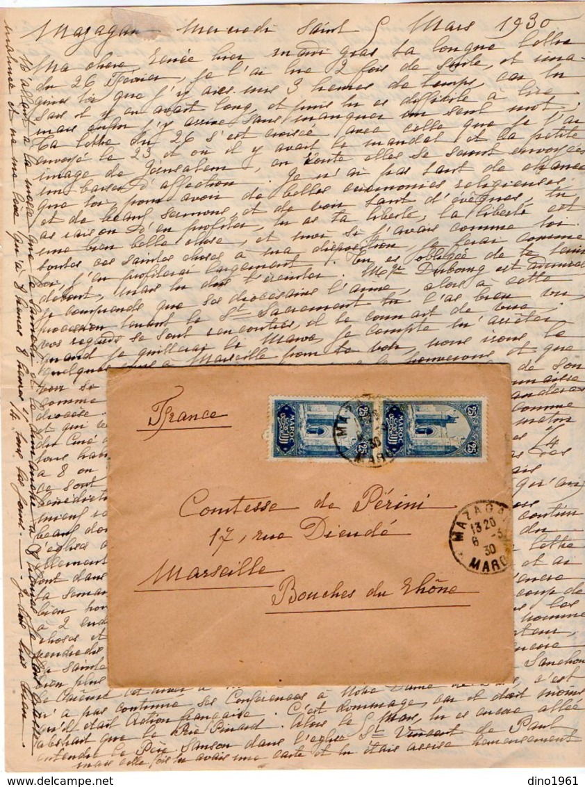 VP12.210 - Lettre De Mme La Comtesse De LEUSSE à MAZAGAN (Maroc ) Pour Mme La Comtesse De PERINI à MARSEILLE - Manuscripts