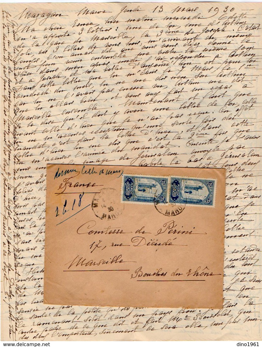 VP12.211 - Lettre De Mme La Comtesse De LEUSSE à MAZAGAN (Maroc ) Pour Mme La Comtesse De PERINI à MARSEILLE - Manuscripts