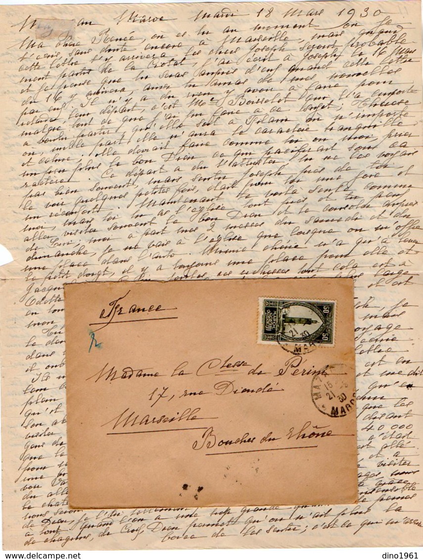 VP12.212 - Lettre De Mme La Comtesse De LEUSSE à MAZAGAN (Maroc ) Pour Mme La Comtesse De PERINI à MARSEILLE - Manuscripts