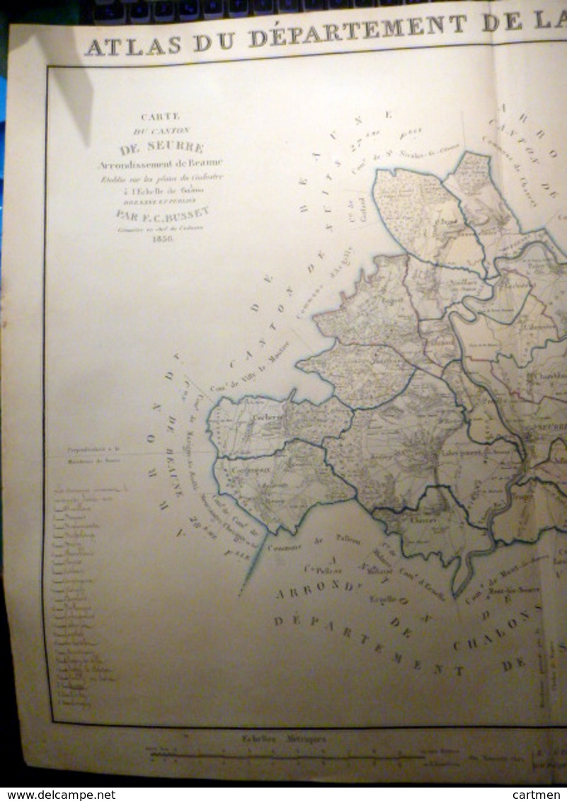 21 SAULIEU GRANDE CARTE 19 ° DU CANTON DE SAULIEU AVEC LES COMMUNES 1856  72 X 53 CM  BON ETAT DECORATIVE - Cartes Géographiques