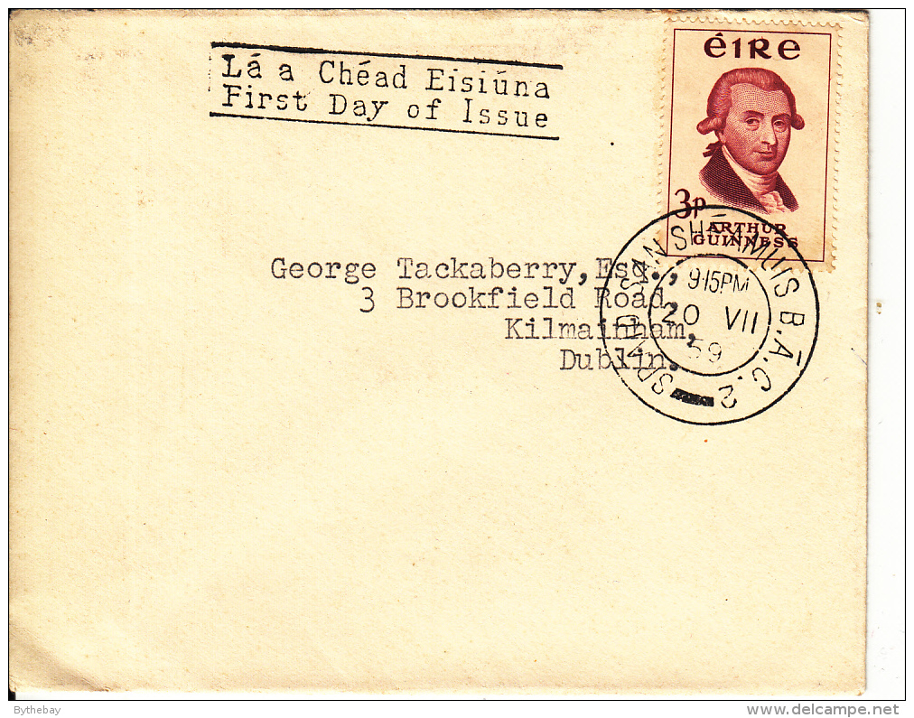 Ireland 1952 FDC To Dublin Scott #171 3p Arthur Guiness - FDC