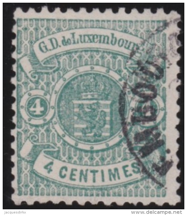 Luxembourg     .    Yvert    .    28        .     O     .        Oblitéré    .      /     .    Gebraucht - 1859-1880 Wapenschild