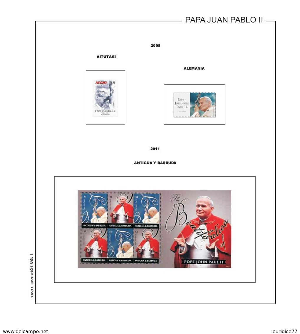 Suplemento Filkasol TEMATICA PAPA JUAN PABLO II 1982-2011 - Montado con filoestuches HAWID transparentes