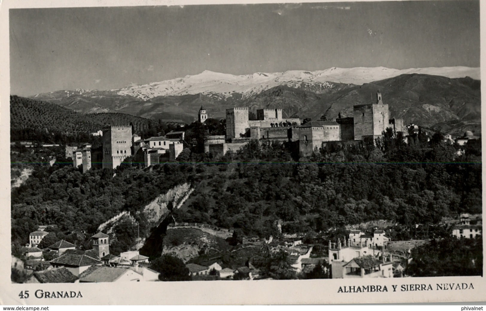 1952 , GRANADA , TARJETA POSTAL CIRCULADA , ALHAMBRA Y SIERRA NEVADA - Granada