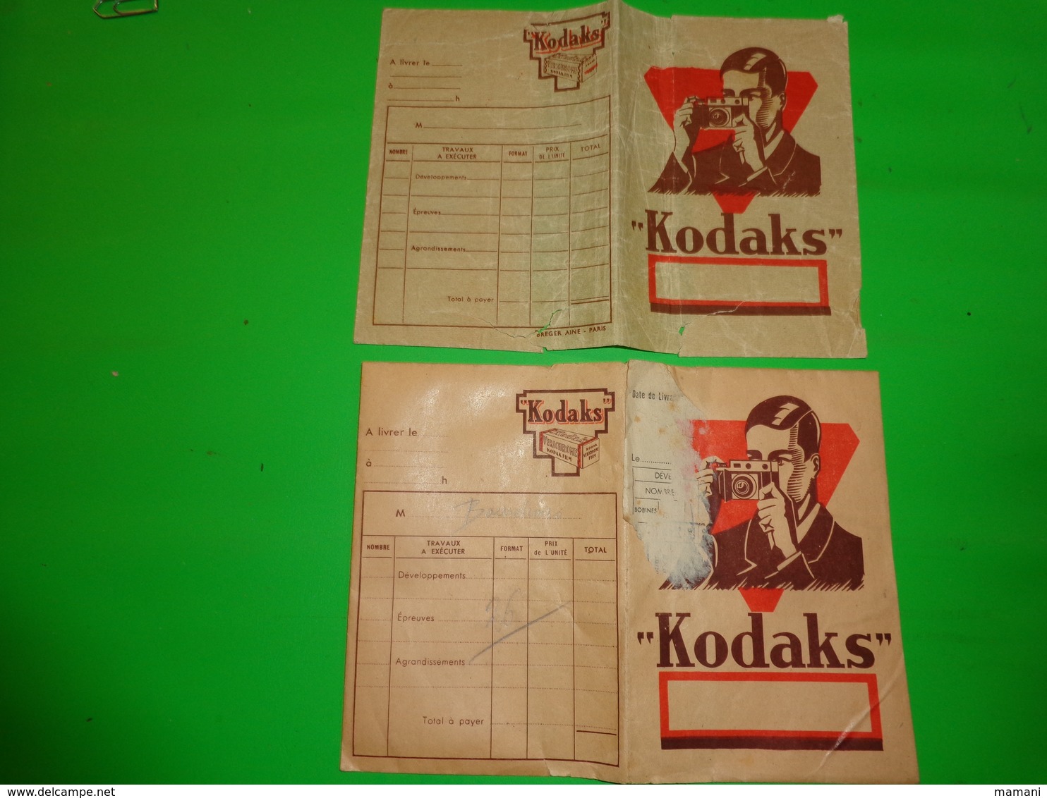 2 Pochettes Kodaks Breger Pathe Pour Decor De Vitrine Breger Aine Paris - Advertising