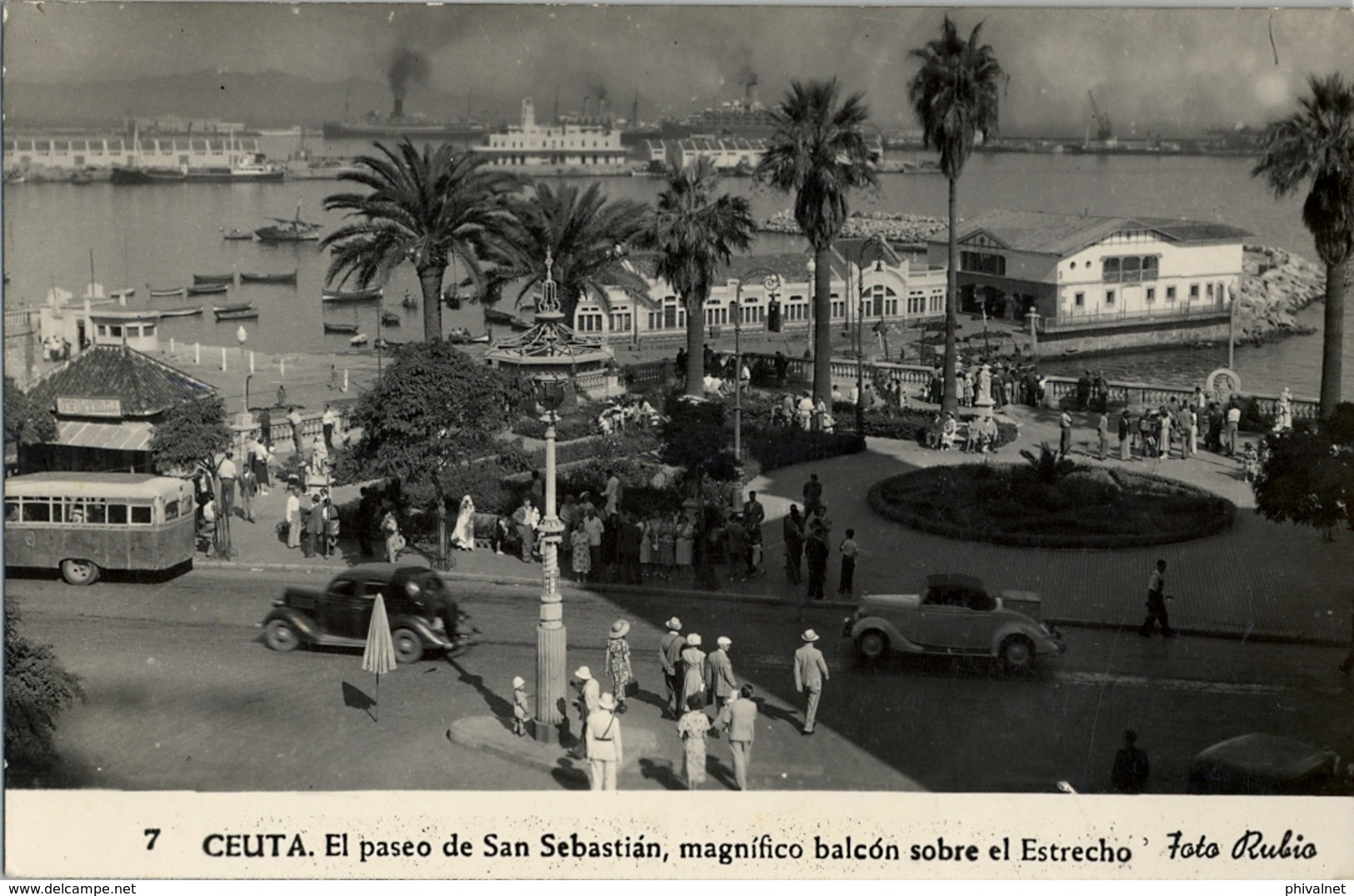 1955 , CEUTA , TARJETA POSTAL CIRCULADA , EL PASEO DE SAN SEBASTIAN , MAGNÍFICO BALCÓN SOBRE EL ESTRECHO - Ceuta