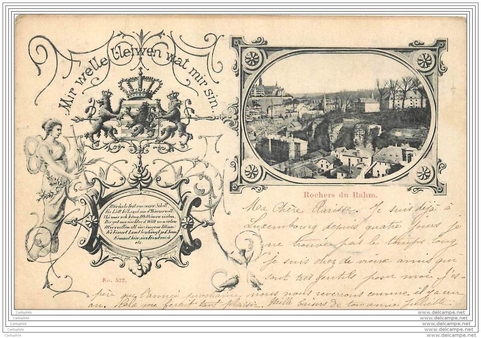 Luxembourg - Rochers Du Rahm En 1899 + Blason / Armes - Luxemburg - Stadt
