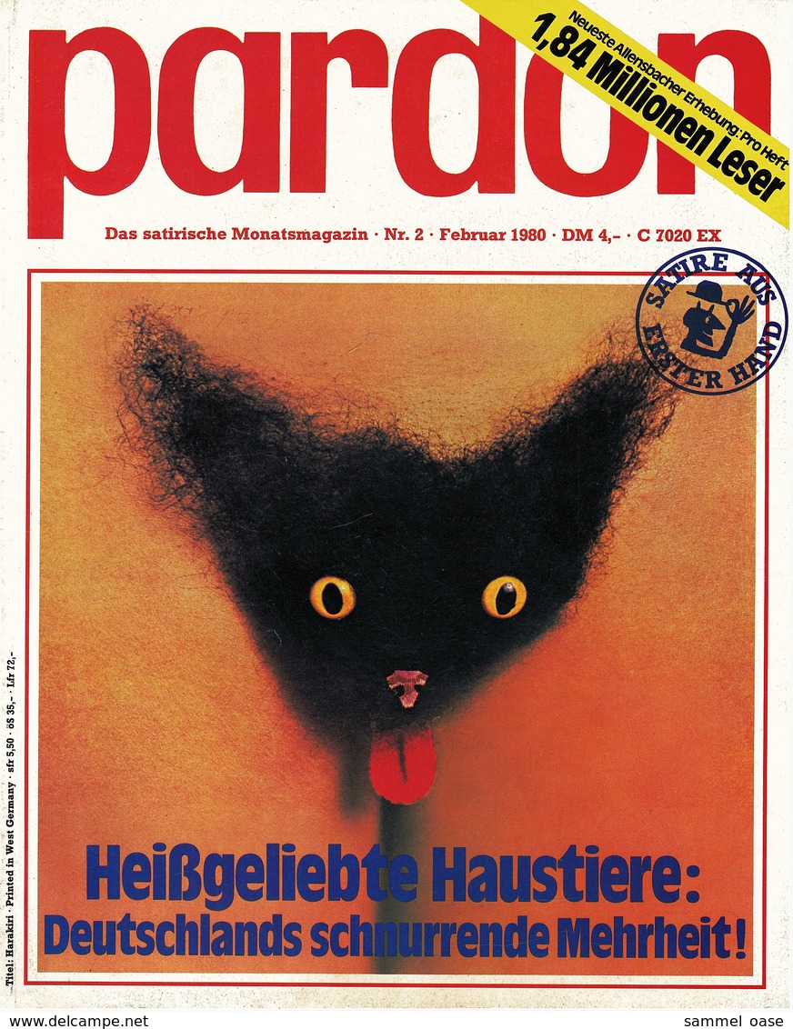 Pardon Zeitschrift - Das Satirische Magazin Nr. 2 Von 1980  -  Heißgeliebte Haustiere : Deutschlands - Sonstige & Ohne Zuordnung