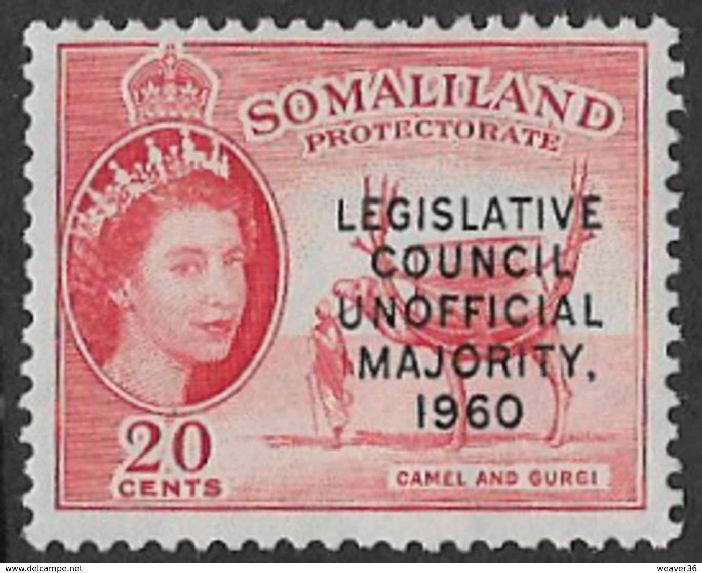 Somaliland Protectorate SG151 1960 Unofficial Majority 20c Mounted Mint [37/30919/2D] - Somaliland (Protectorate ...-1959)