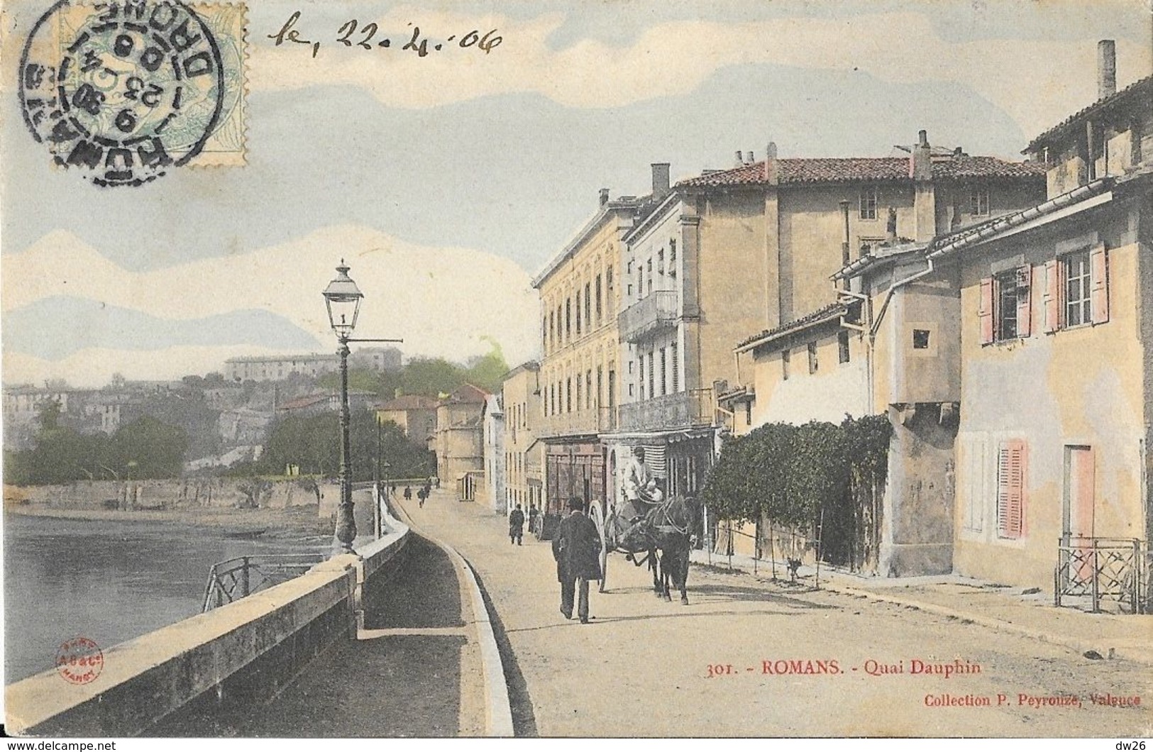 Romans - Quai Dauphin - Collection P. Peyrouze - Carte N° 301 Colorisée - Romans Sur Isere