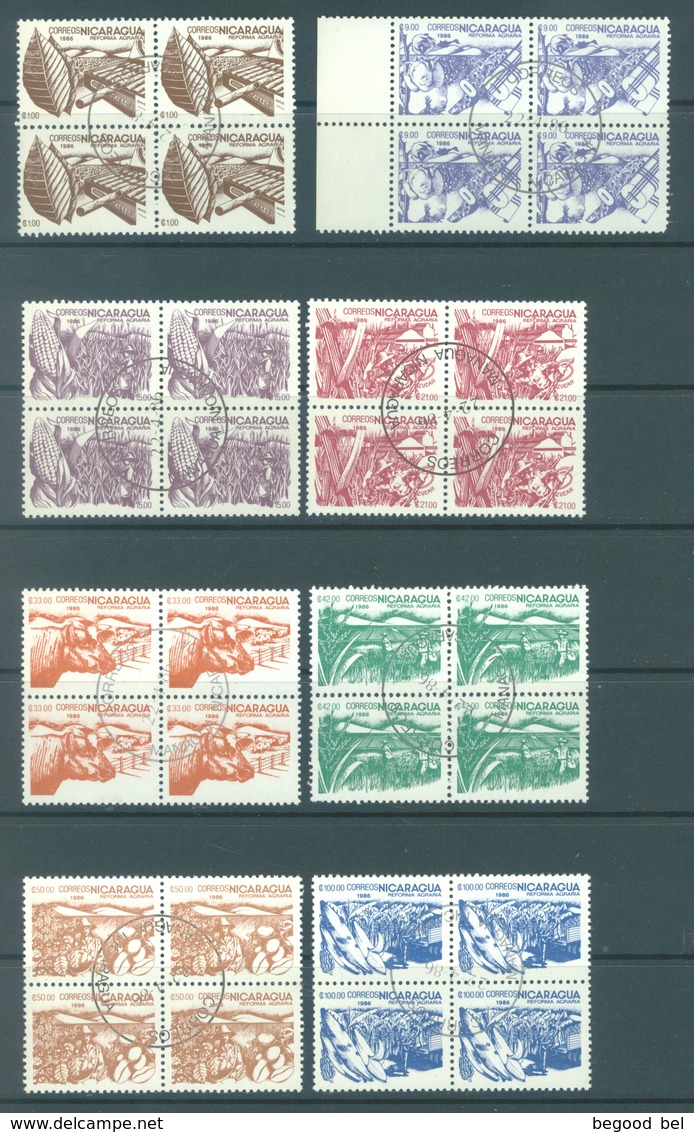 NICARAGUA - 1986  - USED/OBLIT. - Yv 1411-1418 -  Lot 17029 EN BLOC DE 4 - Nicaragua