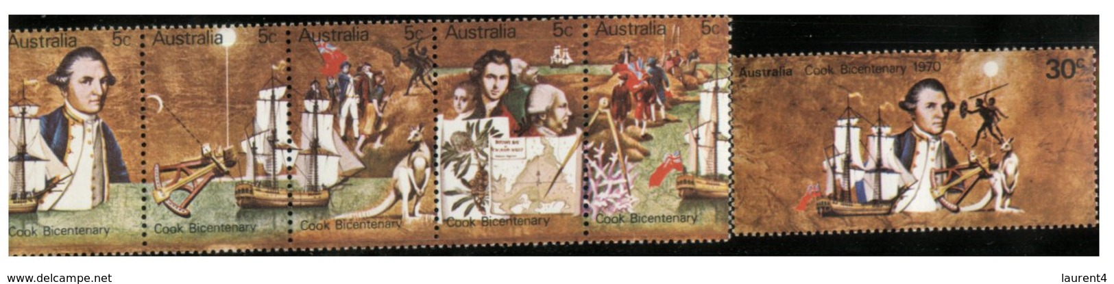 (333) Australia - Bicentenary Of Captain Cook Presentation Folder (with Addresed Envelope And Matching Strip Of Stamps) - Presentation Packs