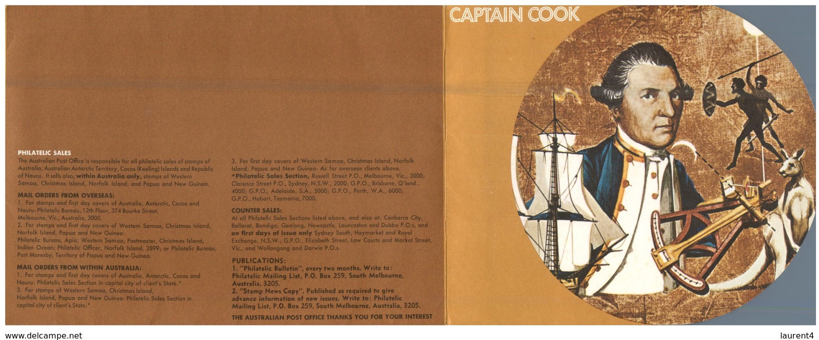 (333) Australia - Bicentenary Of Captain Cook Presentation Folder (with Addresed Envelope And Matching Strip Of Stamps) - Presentation Packs