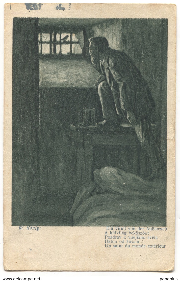 W. Konig Painter - Prison, Gefangnis, Art PC 1918. - Gevangenis