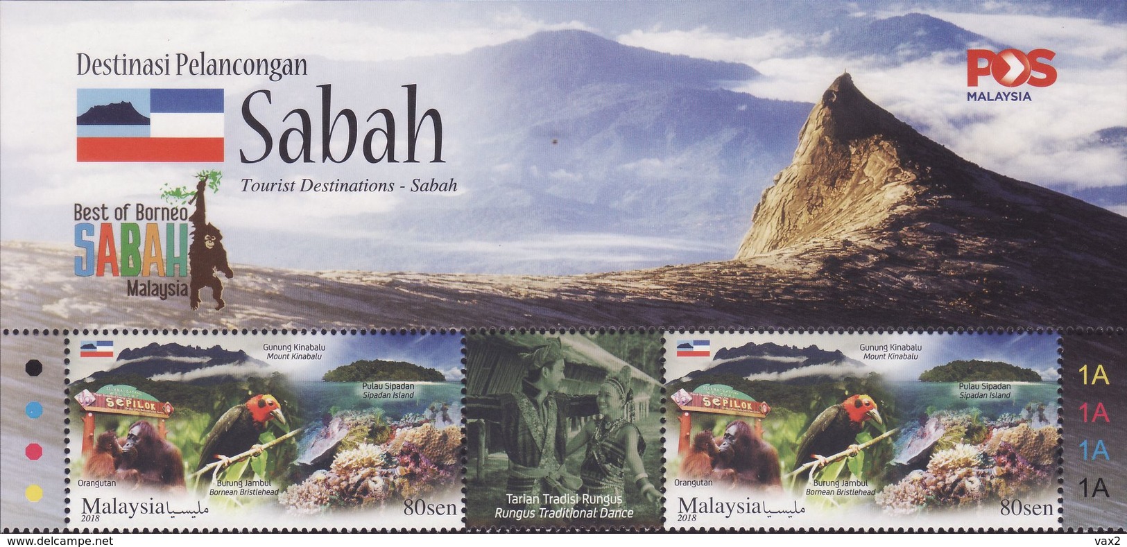 Malaysia 2018-10 Sabah MNH With Title Train Fauna Bird Marine Coral Mountain - Malesia (1964-...)