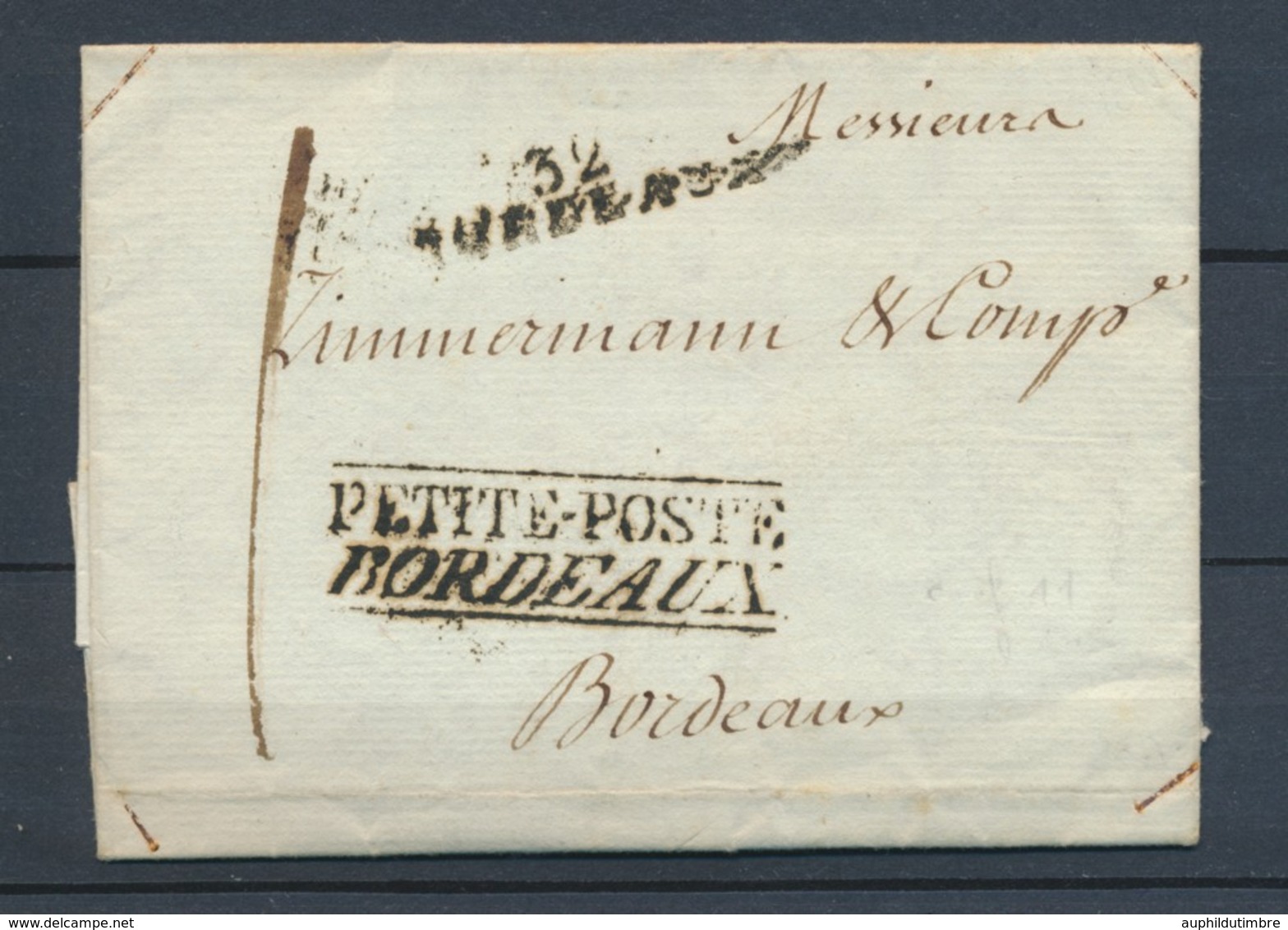 An13 Lettre Marque PETITE POSTE BORDEAUX + 32/Bordeaux GIRONDE(32) P4428 - 1801-1848: Précurseurs XIX