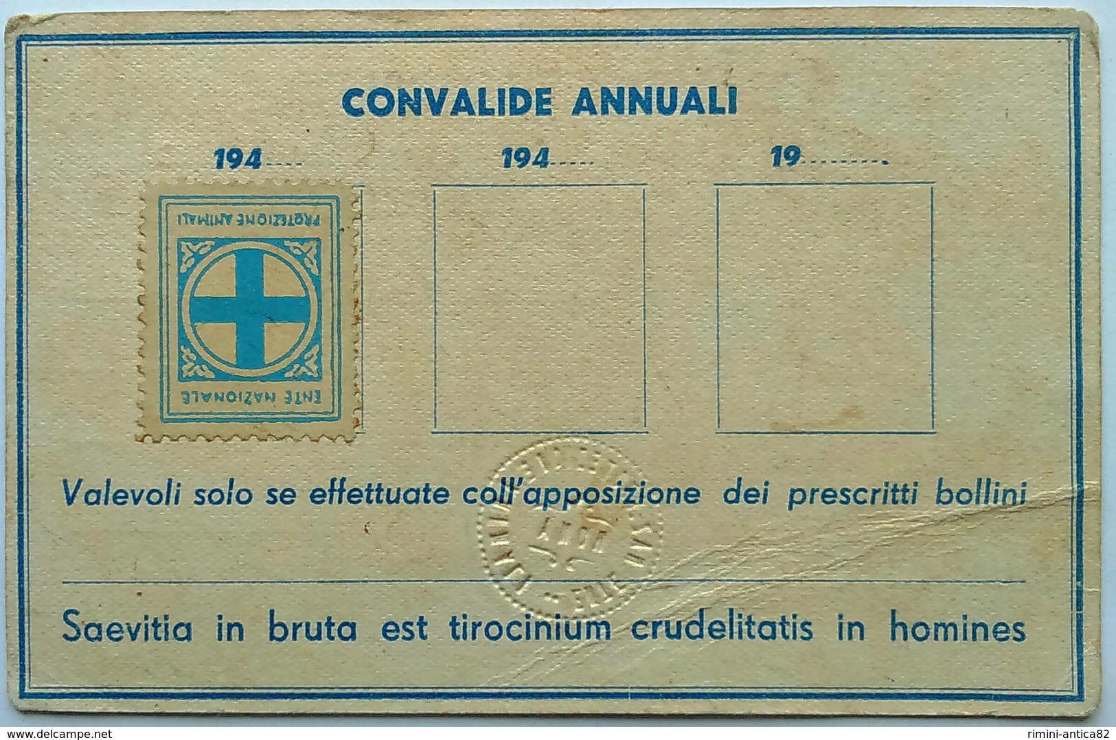 Ente Nazionale Protezione Animali, Tessera - Altri & Non Classificati