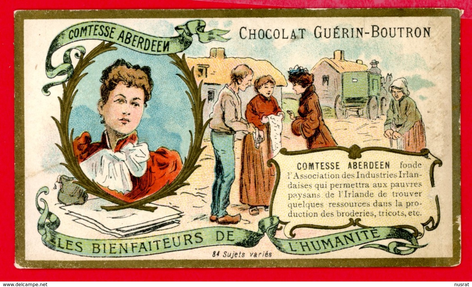 Chocolat Guérin Boutron, Chromo Lith. Champenois, Les Bienfaiteurs De L'humanité, Comtesse Aberdeen - Guérin-Boutron