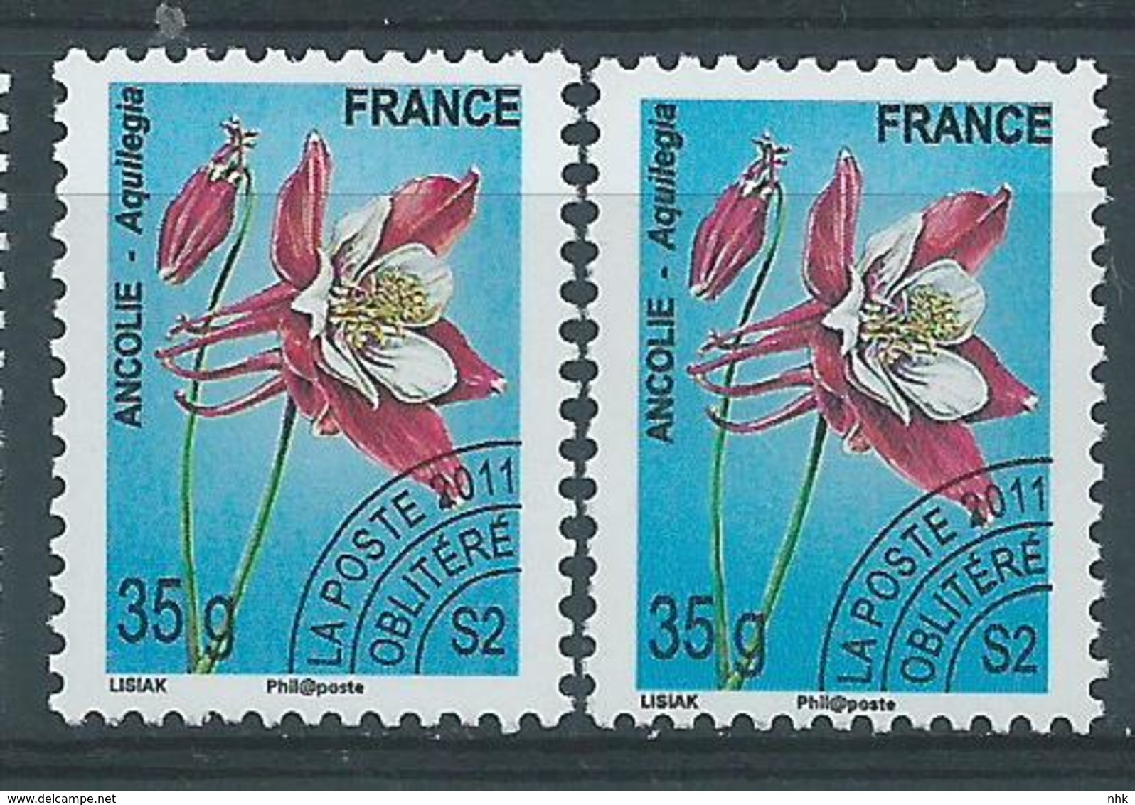 [23] Variété : Préos N° 260 Ancolie Fond Bleu Au Lieu De Bleu Vif + Normal ** - Unused Stamps