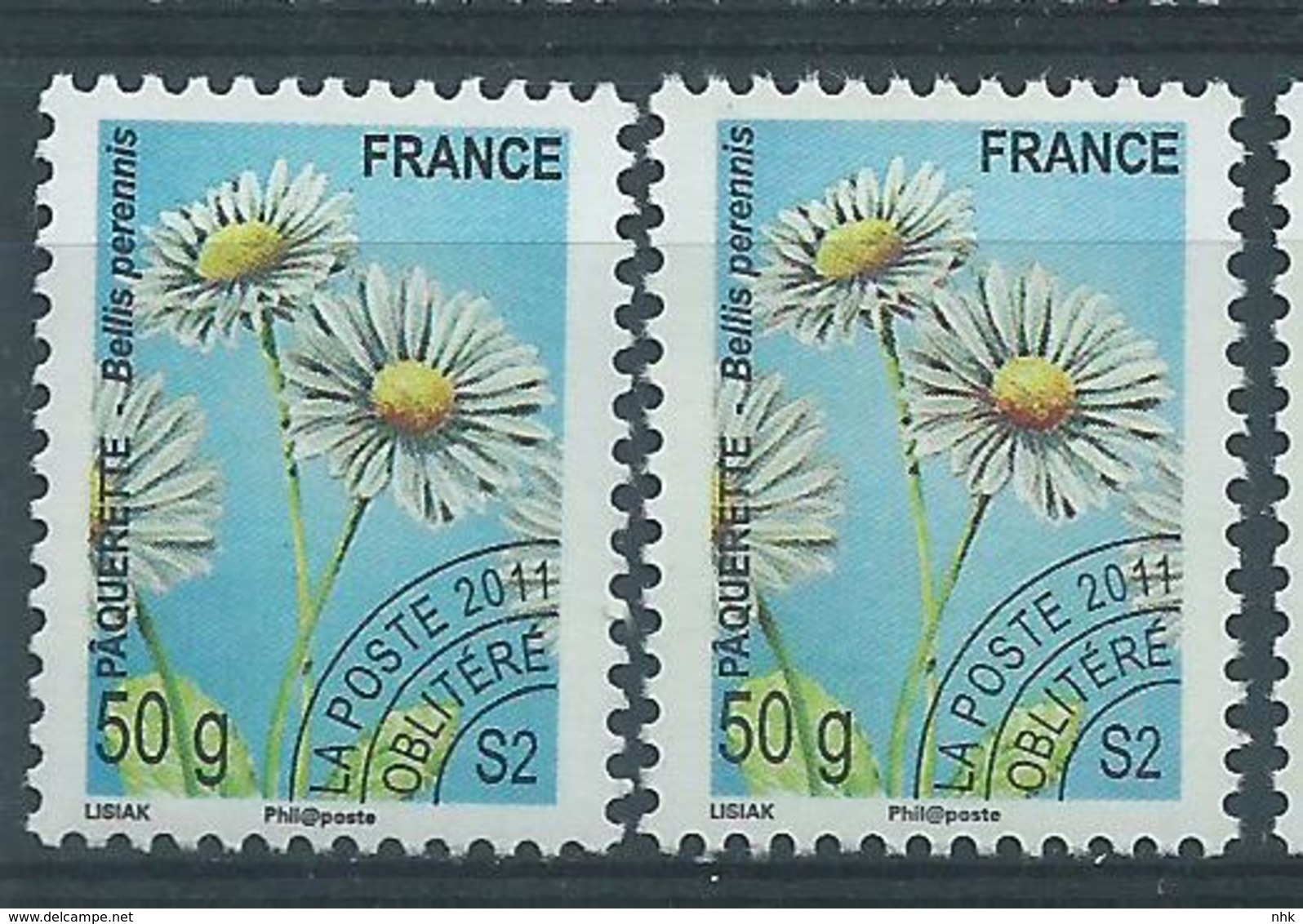 [23] Variété : Préos N° 262 Pâquerette Fond Gris-bleu Au Lieu De Bleu + Normal ** - Unused Stamps