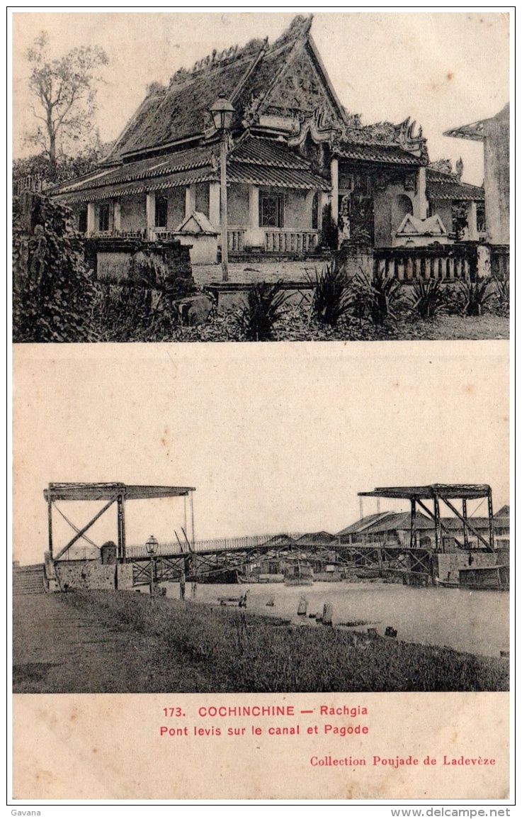 COCHINCHINE - RACHGIA - Pont Levis Sur Le Canal Et Pagode - Vietnam