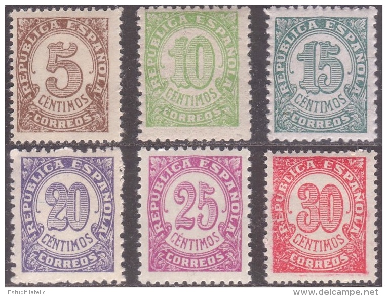 Espa&ntilde;a Spain 745/50 1938 Cifras Numbers Stamps MNH - Otros & Sin Clasificación