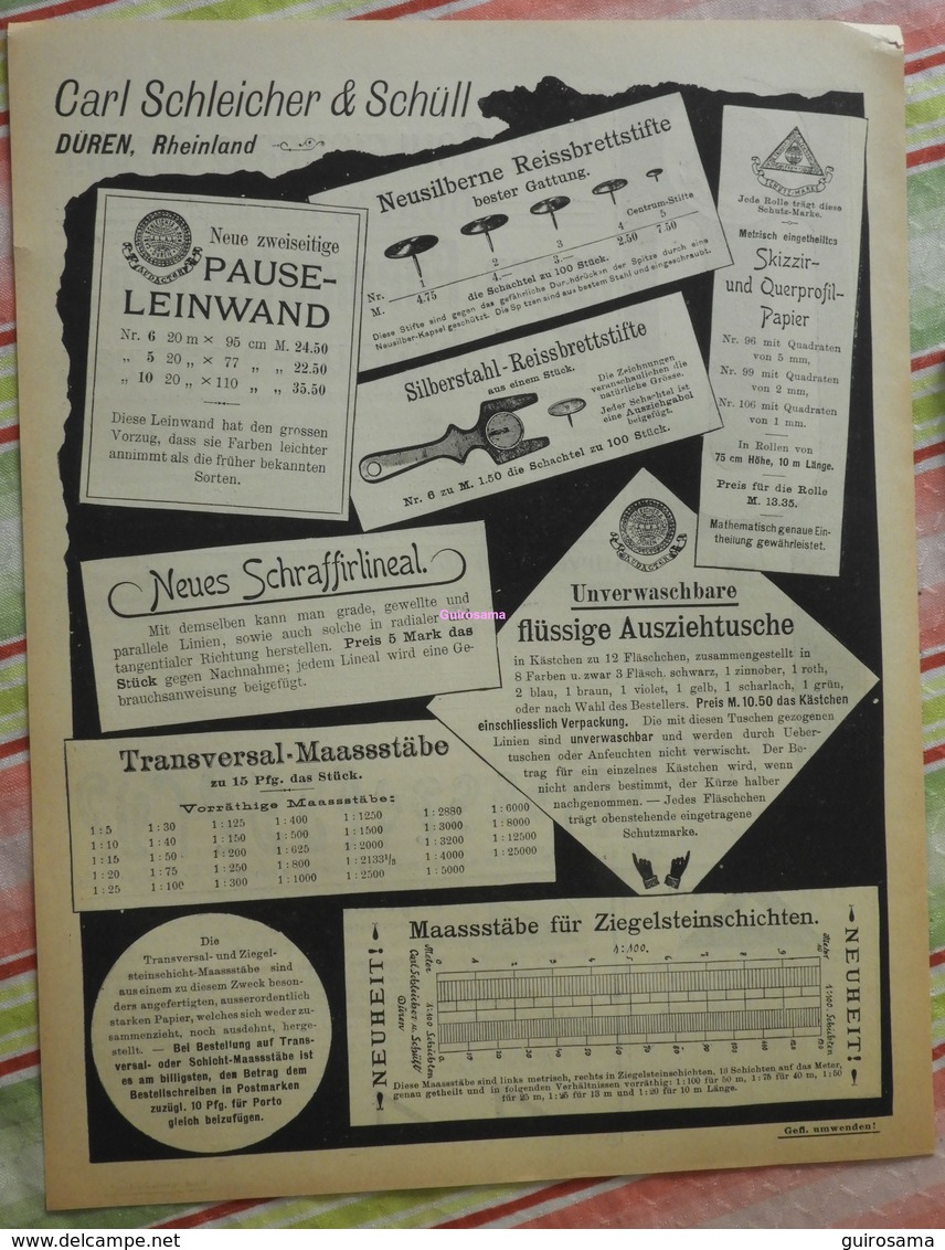 Papier Carl Schleicher Und Schüll, Düren Rheinland - Pneumatischer Lichtpauseapparat - Kurven Und Winkel - 1893 - Druck & Papierwaren