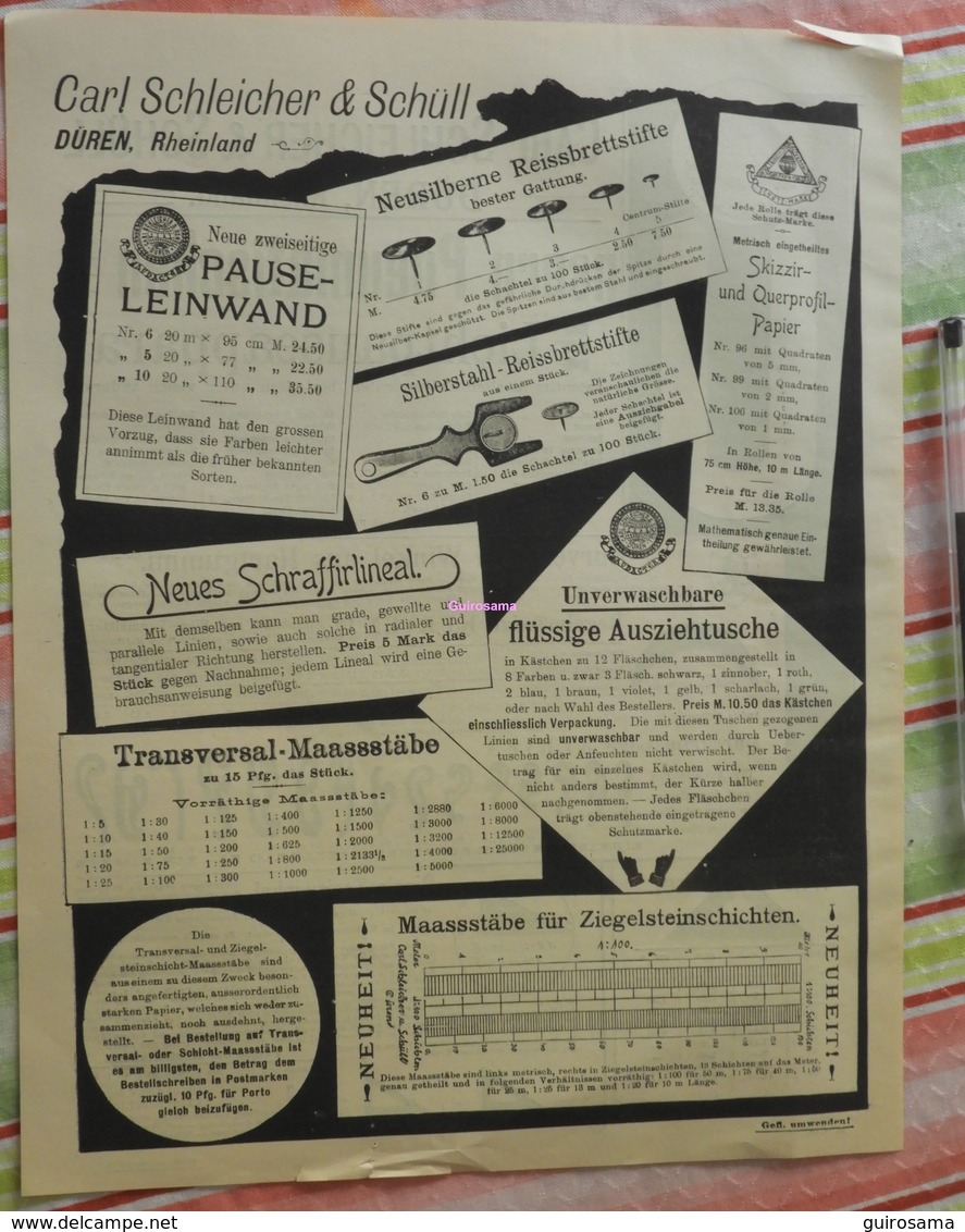 Papier Carl Schleicher Und Schüll, Düren Rheinland - Pneumatischer Lichtpauseapparat - Kurven Und Winkel - 1895 - Druck & Papierwaren