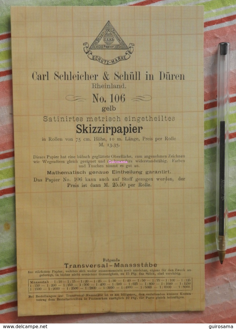 Papier Millémétré Carl Schleicher Und Schüll, Düren Rheinland - Skizzirpapier N°106 - 1889 - Drukkerij & Papieren