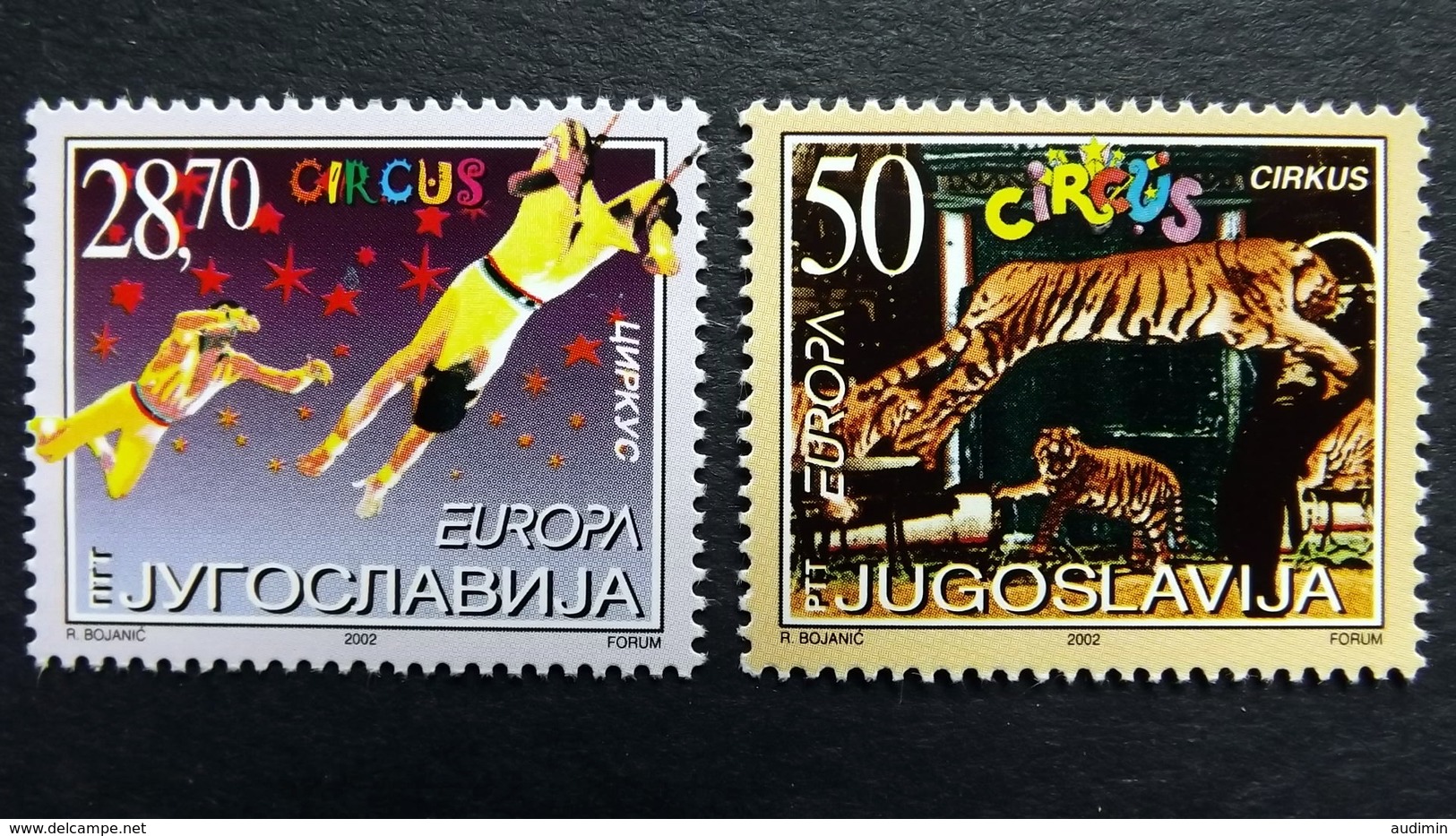 Jugoslawien 3076/7 **/mnh, EUROPA/CEPT 2002, Zirkus - Neufs