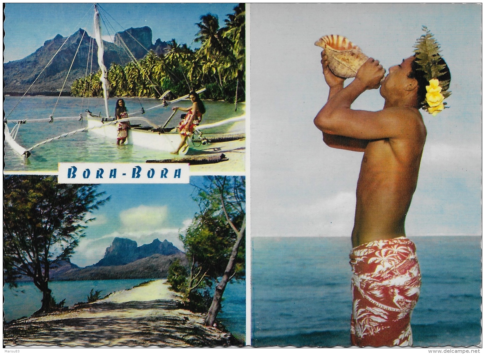 **Belle Carte Dentelée ** Tahiti ( Bora-Bora)  - Edition J.H Labaysse &amp; Sons N°73 - Tahiti