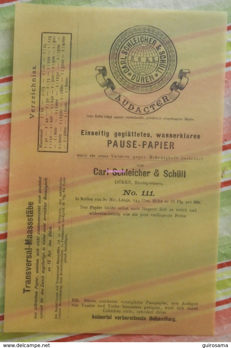 Pause-papier Carl Schleicher Und Schüll, Düren Rheinland - N°111 - 1884 - Druck & Papierwaren