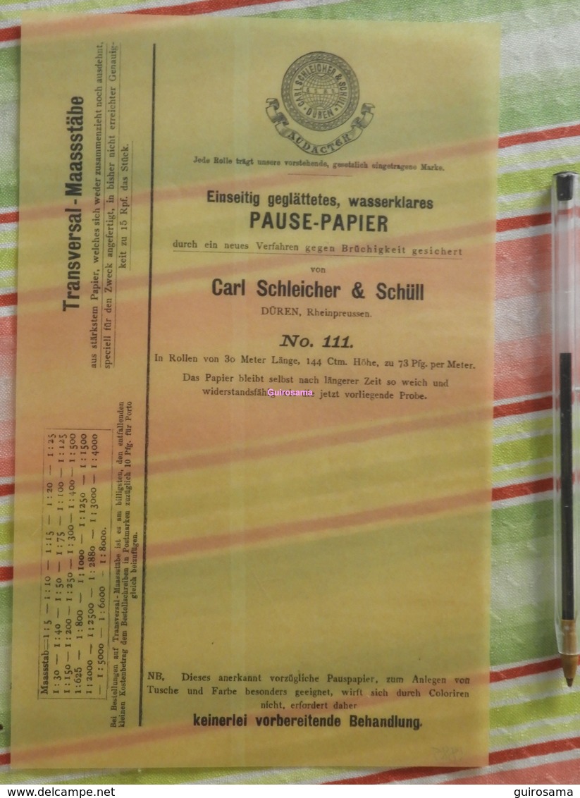 Pause-papier Carl Schleicher Und Schüll, Düren Rheinland - N°111 - 1885 - Druck & Papierwaren