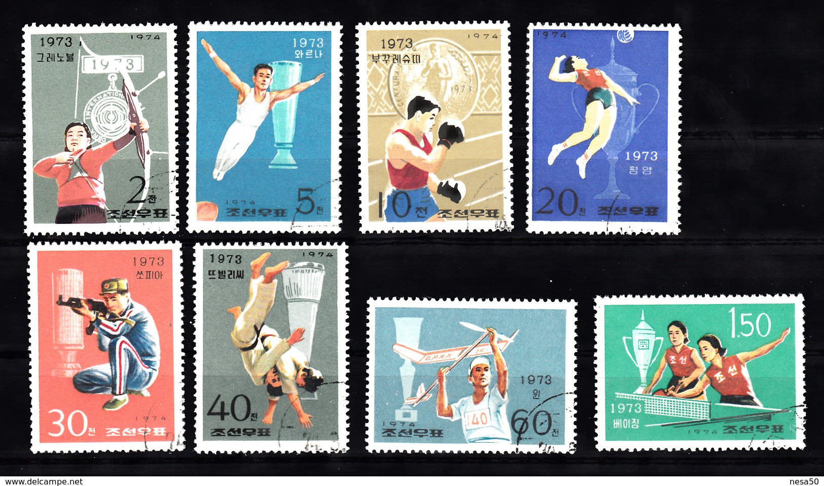 Korea Noord 1974 Mi Nr 1237 - 1244 Sport, Boxen, Volleyball, Judo - Korea (Noord)