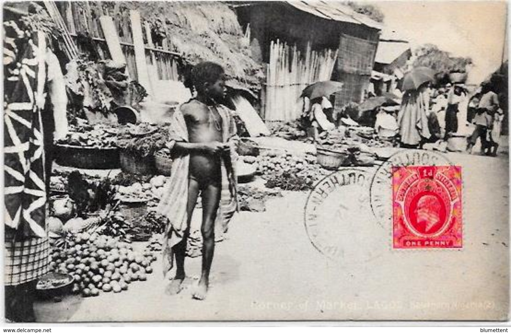 CPA Nigéria Afrique Noire Ethnic Type Circulé Marché Lagos - Nigeria