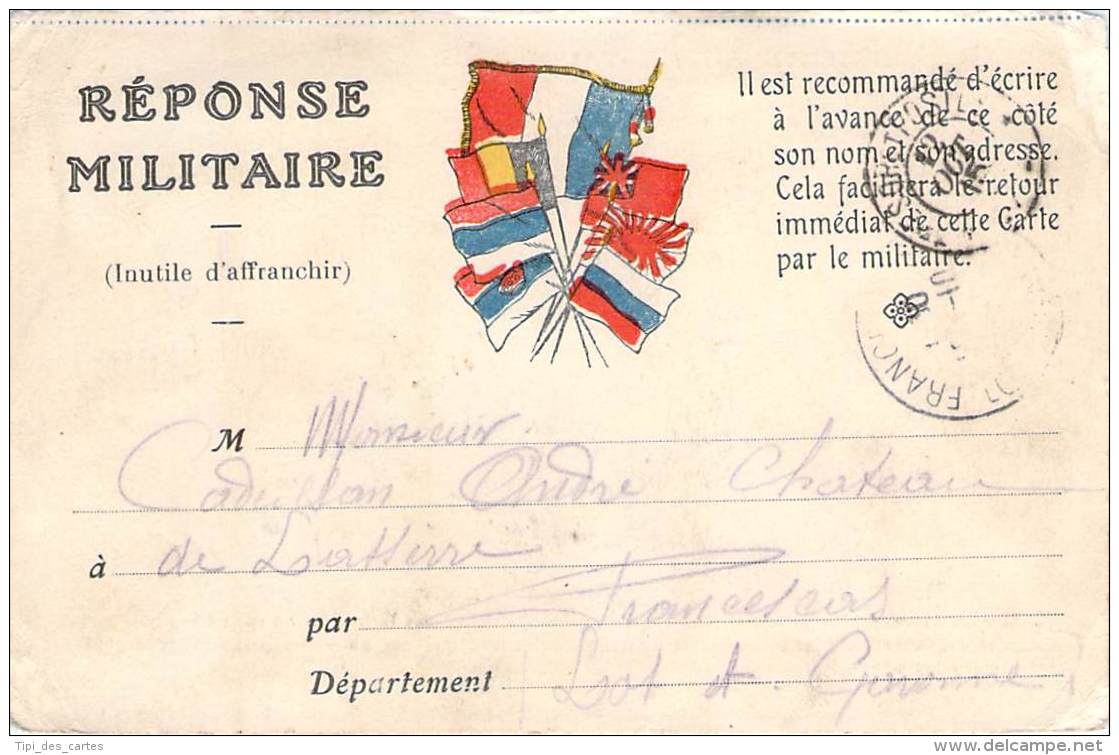 Militaria - Franchise Militaire, WW1 1915, Bouquet De Drapeaux Alliés - Lettres & Documents