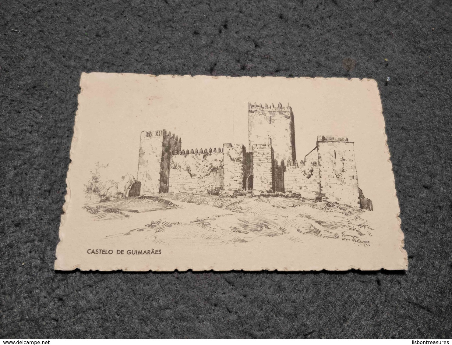 PORTUGAL STATIONERY CARD " CASTELO DE GUIMARAES " 50$00 OVERPRINT 25$00 UNUSED - Enteros Postales